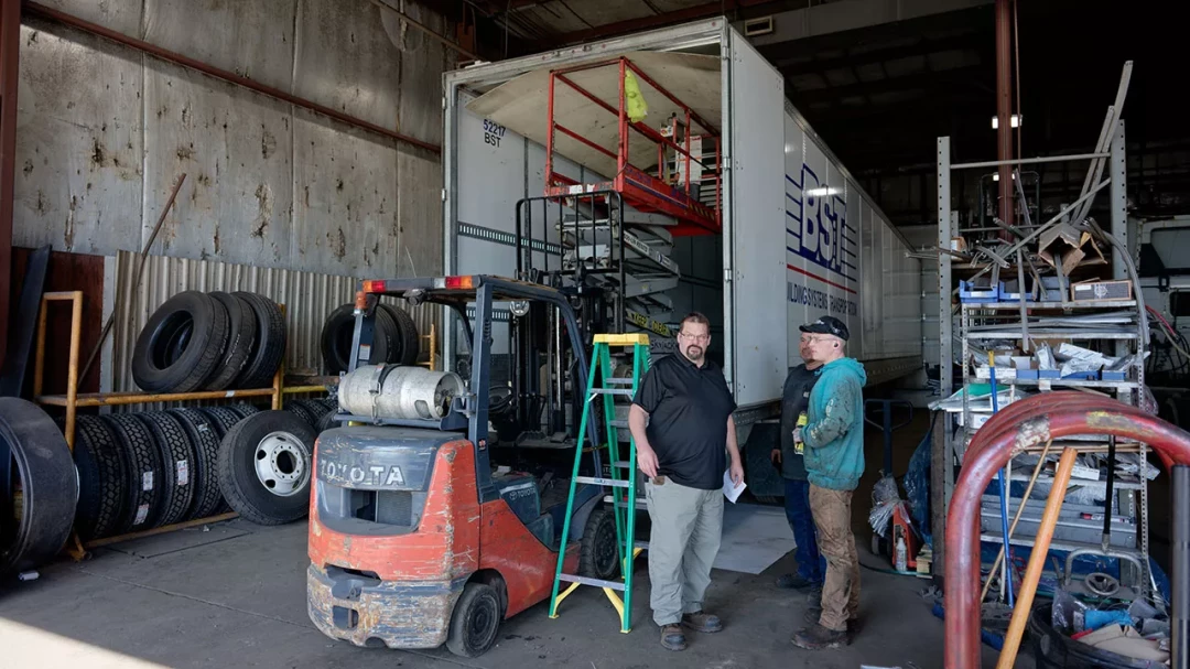 work being done on a trailer